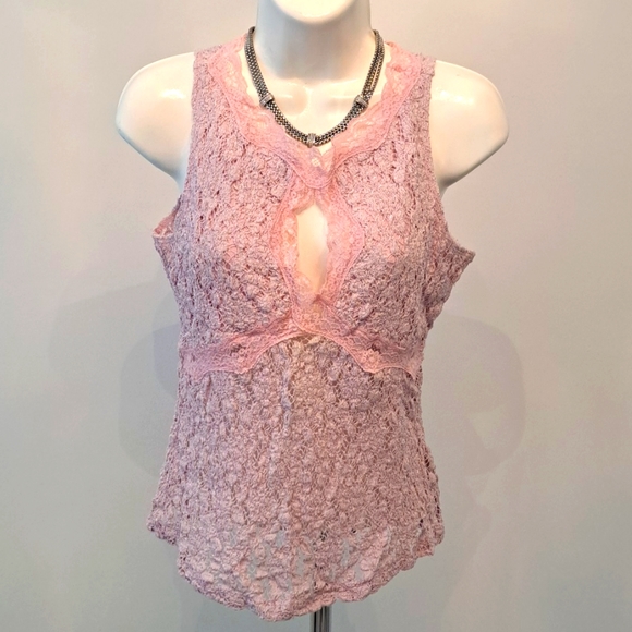 bebe Pink Lace Top - Picture 1 of 3